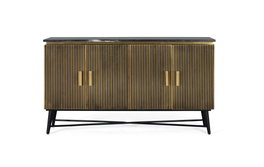 GINER Y COLOMER Aparador 4 Puertas Madera Mango Mármol Bronce 150x40x86 cm